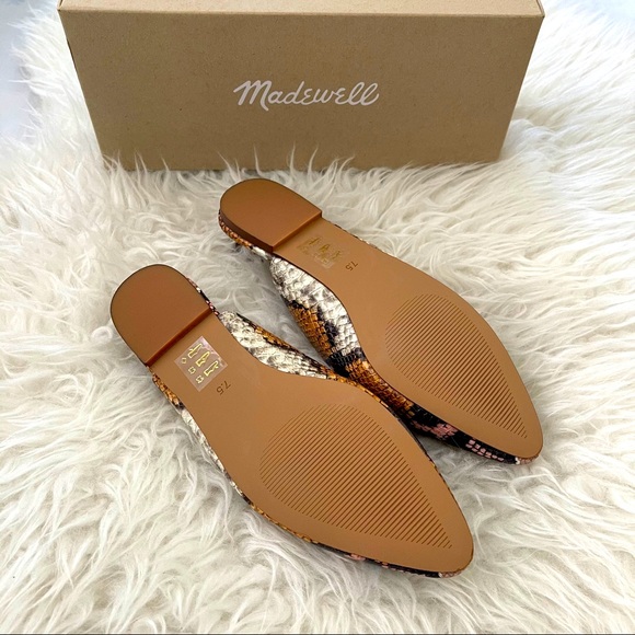 Madewell leather snake-skin slingback flat shoes - Picture 4 of 7